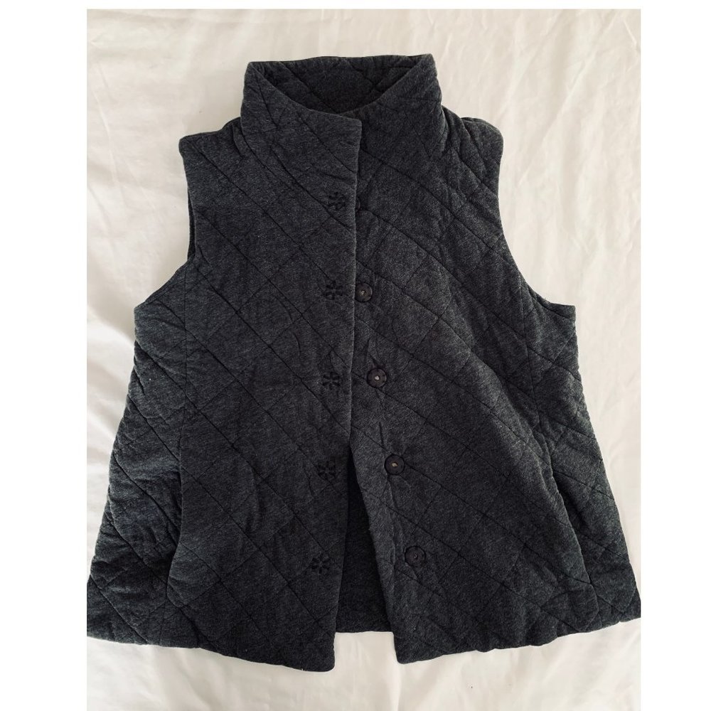 Eileen Fisher  Grey Quilted Jersey Vest